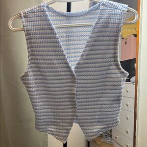 Striped Blue and White Women's Sleeveless Top